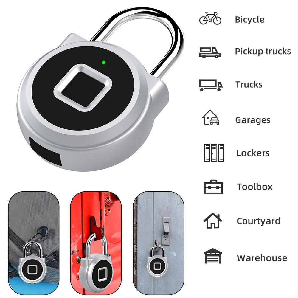 

P10 Mini Smart Keyless Fingerprint Lock Waterproof Inteligente Anti-Theft Security Padlock Door Luggage Case Lock Silver#0