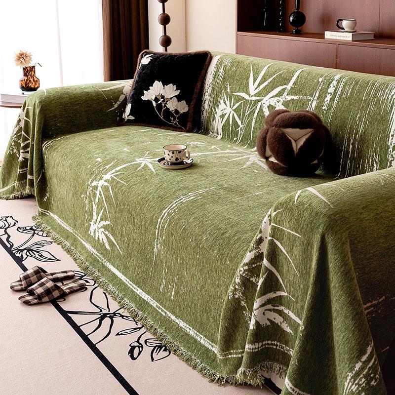 Chinesischer Klassischer Bedruckter Chenille Sofabezug Ländliche Pflanzen Und Blumen Couch Handtuch Mit Quasten Weich Anti Katzenkratzer Staubschutz