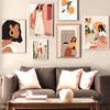 Abstract Girl Monstera Leaf Boho Vintage Nordic Posters And Prints Wall Art Canvas Painting Wall Pictures For Living Room Decor