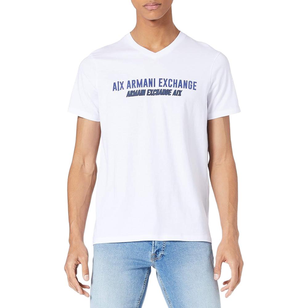 Armani Exchange Logo Print Casual Short Sleeve T-Shirt Men Tops White 3KZTAJ-ZJV5Z-1100