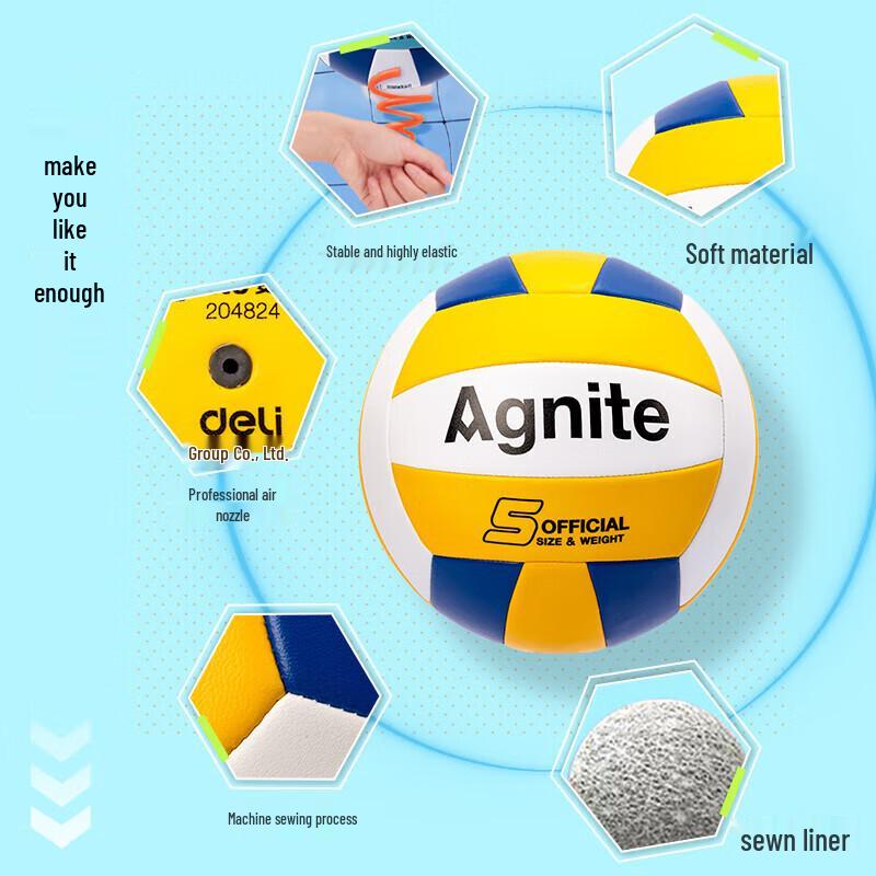Deli & Angenait Size 5 Foamed PVC Machine-Stitched Volleyball