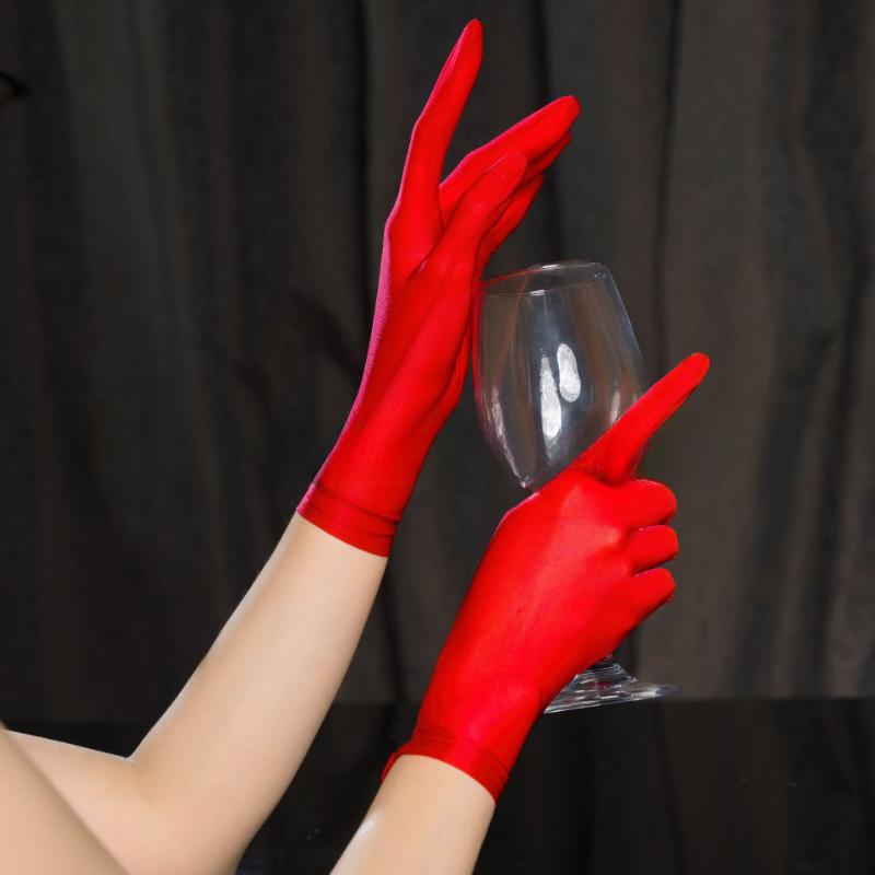 Sexy rukavice dámské olejově lesklé průhledné vysoce elastické ultra tenké Aurora porno klubové oblečení pánské zápěstní masturbační rukavice