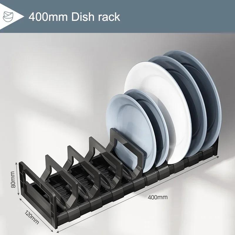 40/45cm Under Cabinet Drawer Bowls Plate Storage Holder Household Cabinet Drawer Dishes Adjustable Tableware Kitchen Accessories