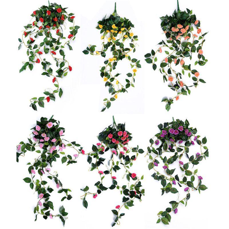 100cm Artificial Flowers Silk Rose Fake Garland Vine Ivy Plant Leaves For Elegant Home Decor