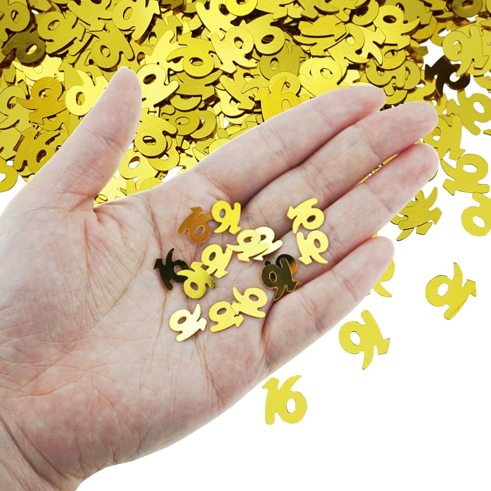 Gold 16th Birthday Metallic Confetti Sequ Sweet 16 Party Decor Supplies