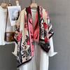 Écharpe d'hiver en cachemire pour femme, châles et écharpes en pashmina, Bufandas, imprimé floral, écharpes chaudes et épaisses, couverture pour dame, Newpe