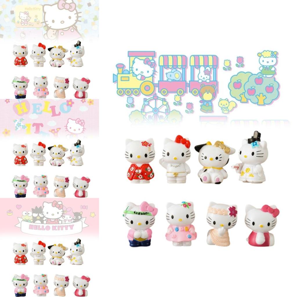 Adorable 8 Piece Hello Kitty Cartoon Figurine Collection Pvc Toy Set For Display