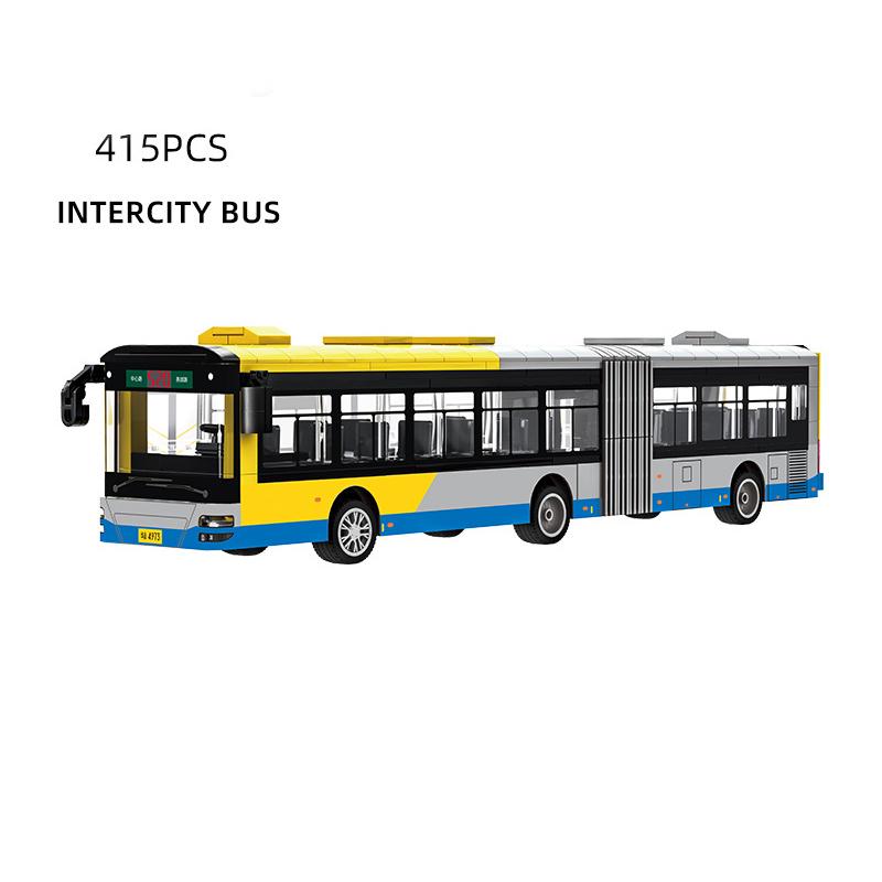 Technical Tour Bus Car City Vehicle School Bus Container Truck Building Blocks Goods Vehicle Creative MOC Racing Toys