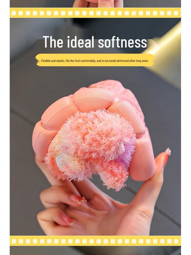 2025 Labubu Boys' Cotton Slippers - Cute Cartoon, Unisex, Non-Slip, Warm for Autumn and Winter