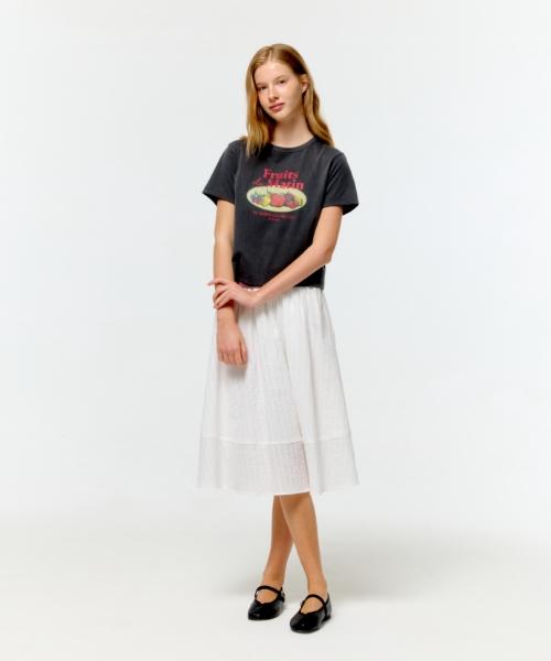 DEPOUND Fruit Market Crop T-Shirt [Charcoal]