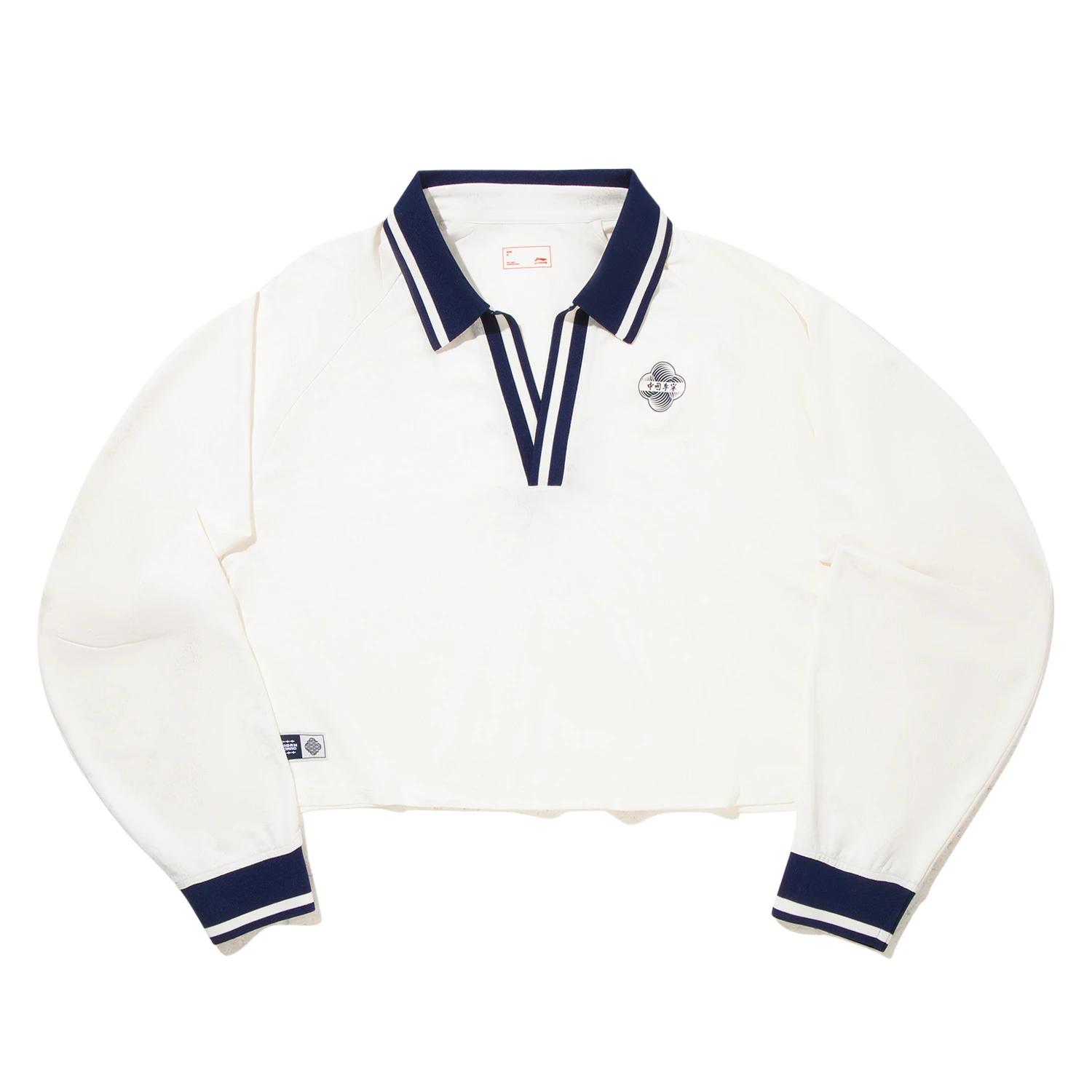 

Li Ning Модная спортивная серия Повседневная простая футболка-поло с принтом в стиле колор-блок, удобная, универсальная, свободного кроя, с длинным рукавом, женские топы APLV570-1 M