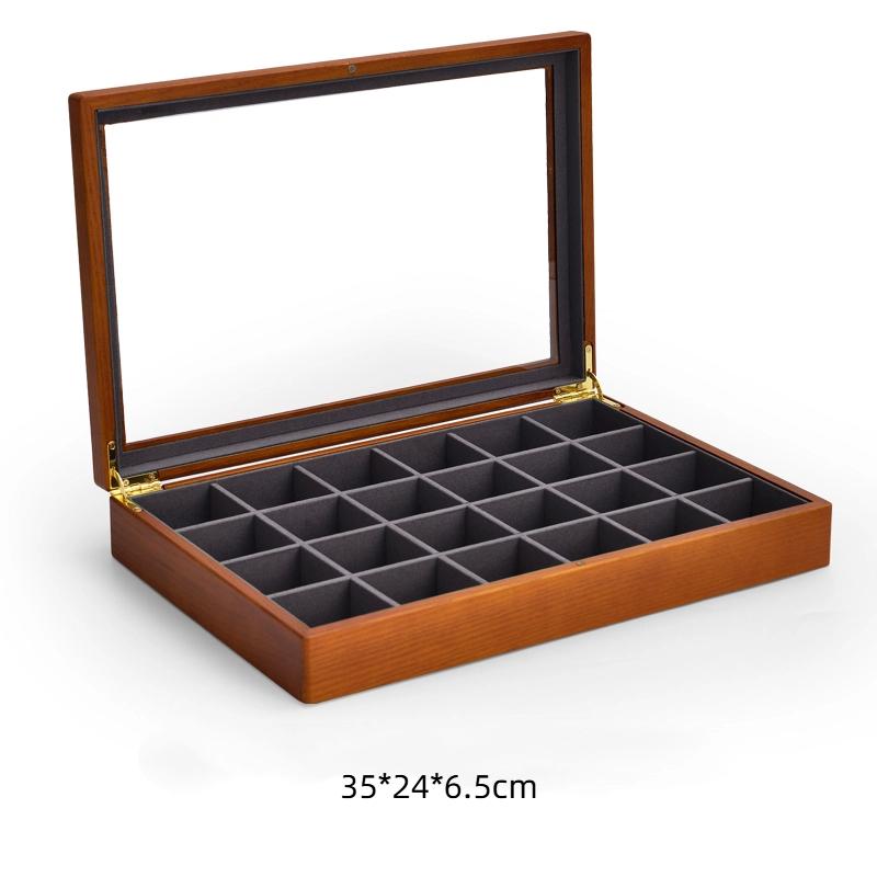 

Wooden Jewelry Storage Box Handcrafted Display Case for Rings Earrings Necklaces Multi Compartment Organizer Raw Wood Interior