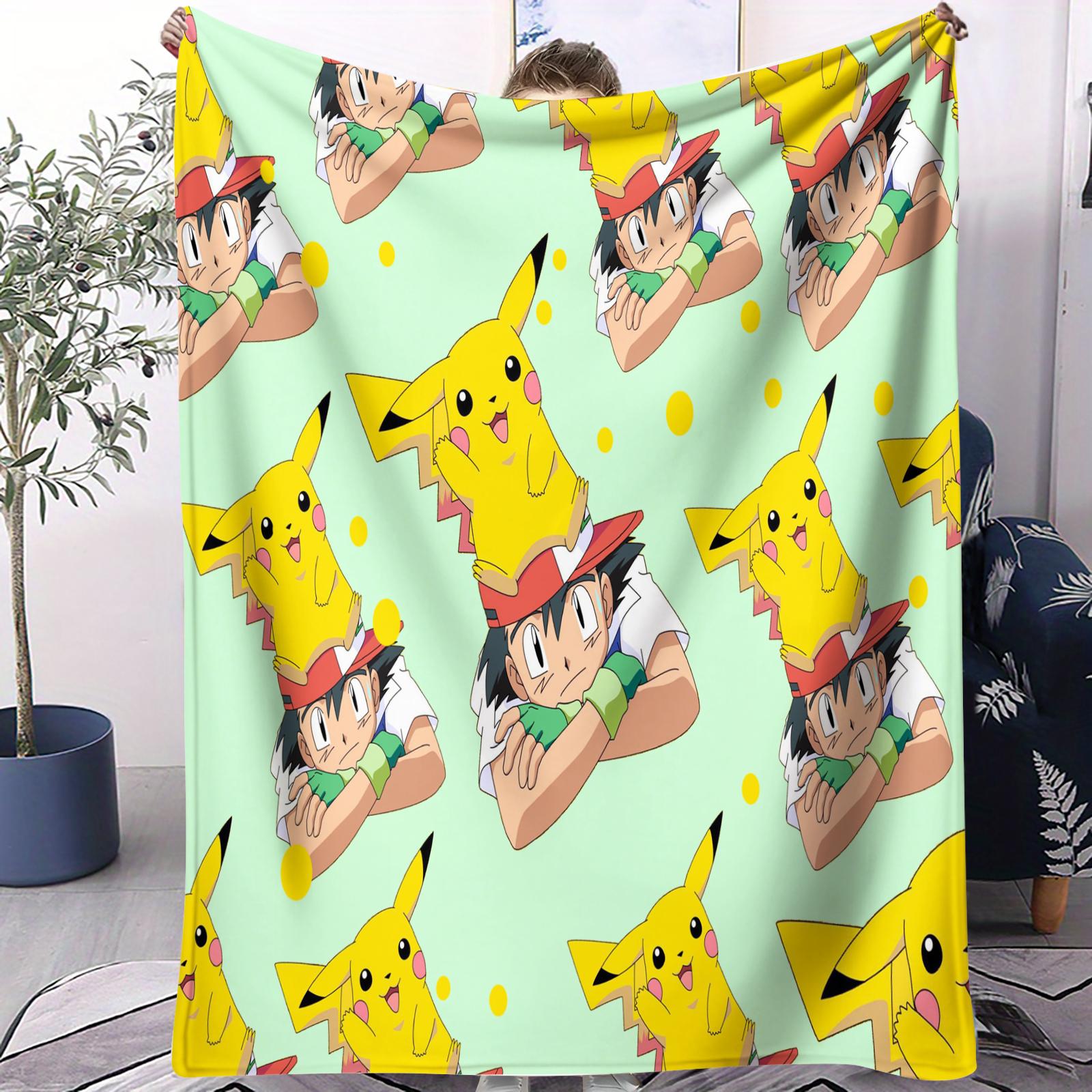 

Pikachu Colorful Collage Soft Blanket Pokemon For Office Travel Comfort Leisure Camp Multifunctional Universal Blanket Fan Gift 70x100cm