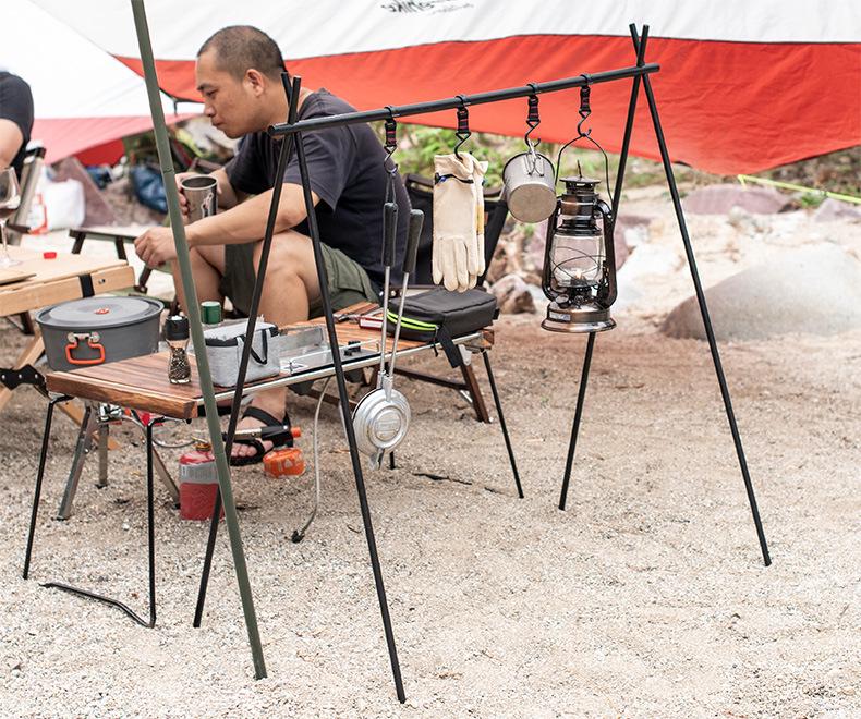 Folding Tripod Camping Rack for Clothes Drying & Travel Organization