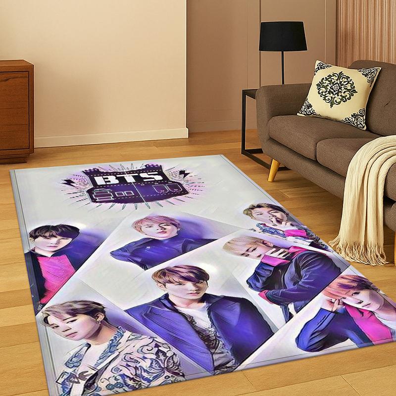 Fashion B-BTS Kpop Soft Area Rug for Bedroom Living Room Sofa,Non-Slip Carpet for Kids,Cozy Floor Mat Doormat Home Decor
