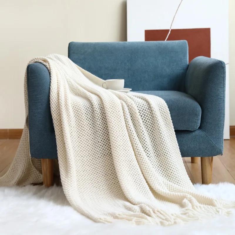 Scandinavian Style Sofa Blanket  Cover Blanket  Knitted Blanket  Shawl Blanket  Solid Blanket  Bed End Towel  Woolen Sofa Towel