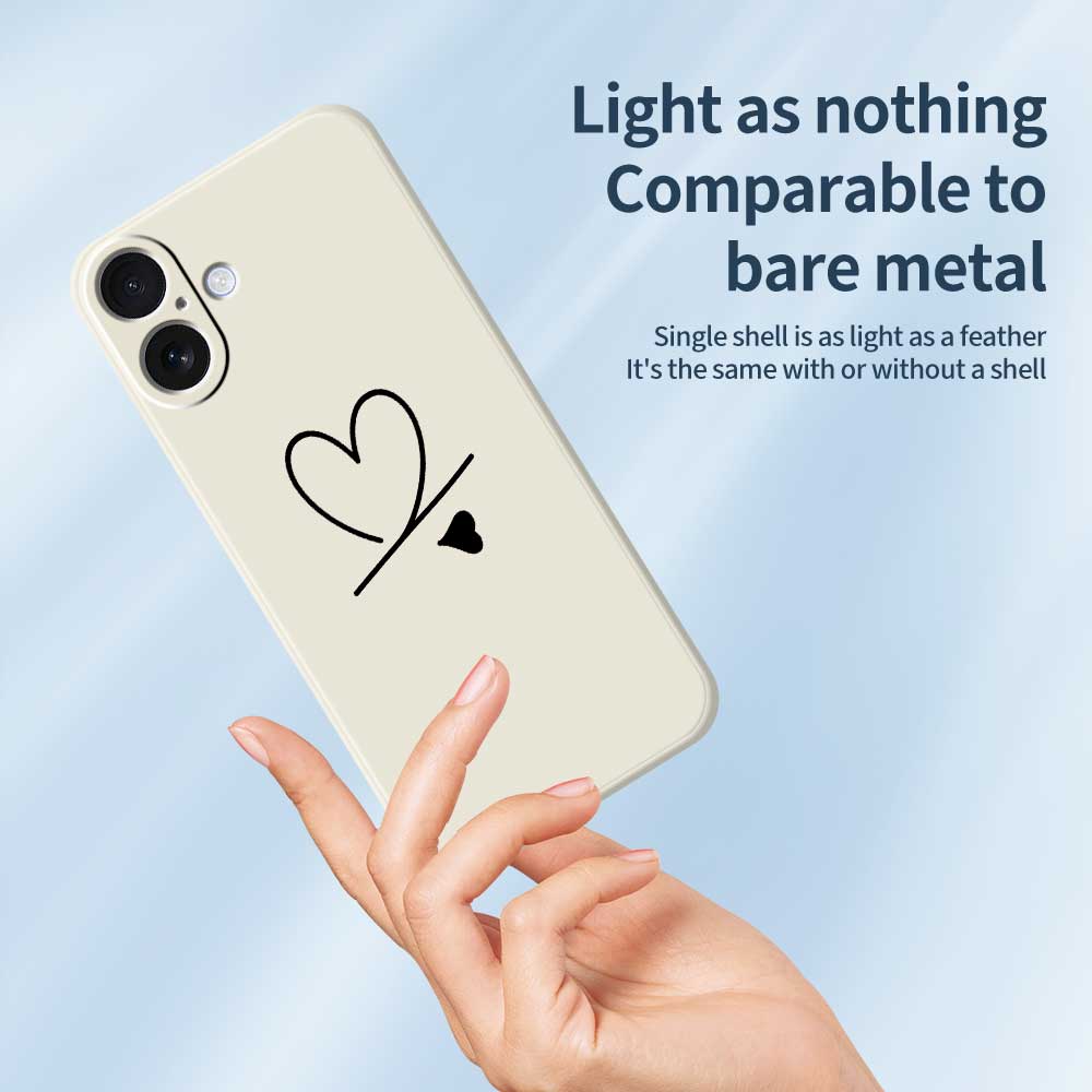 For iPhone 17 Case Black Love Pattern Printing Straight Edge TPU Phone Back Cover