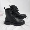 British soft leather black Martin boots men's high-top thick-soled heightening Korean version leather boots trendy men's autumn tooling locomotive boo