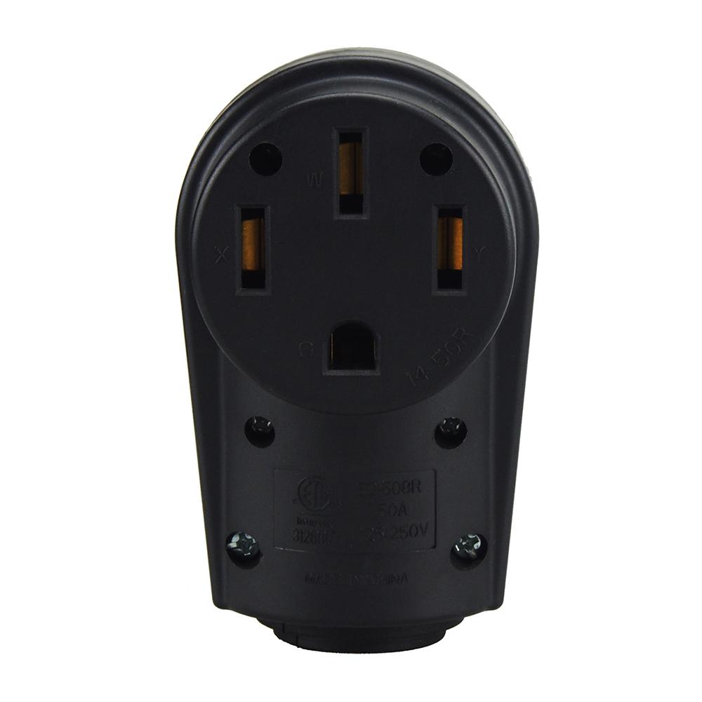 14-50R 50 Amp RV Plug Replacement Female Connector End Gripped Power Adapter 50A