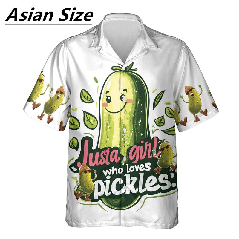 Lustiges Essiggurken-Muster Hemden Sommer Mode Kurzarm Persönlichkeit 3D Gedruckte Bluse Locker Streetwear Harajuku Hemd