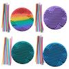 Round Silicone Sensory Activity Board Double Sided Stress Relief Sensory Board with Strings Boys Girls Silent Fidget Toy Party Favors