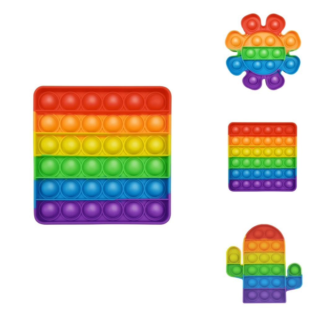 Innovatives 12cm Regenbogen Silikon Sensorisches Blasen Spielzeug Für Kinder Mit Bunten Formen