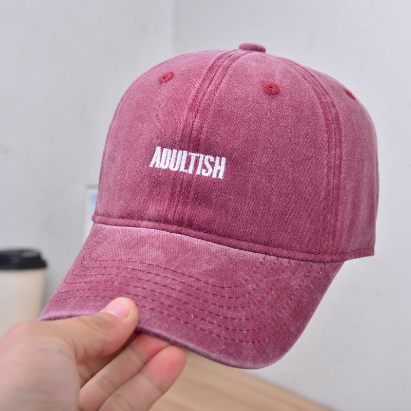 Washed Solid Color Embroidered Baseball Cap Spring and Summer American Retro Old Baseball Cap Men