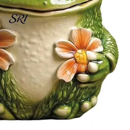 Nature Inspired Ceramic Mug Frog Shape with Tiny Flowers Smooth Texture Coffee Tea Cup Charming for Morning Joy Cozy Woodland Character Gift