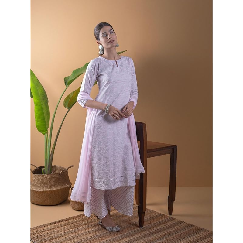 Libas Women's Rayon Kurta Set (5716_Pink