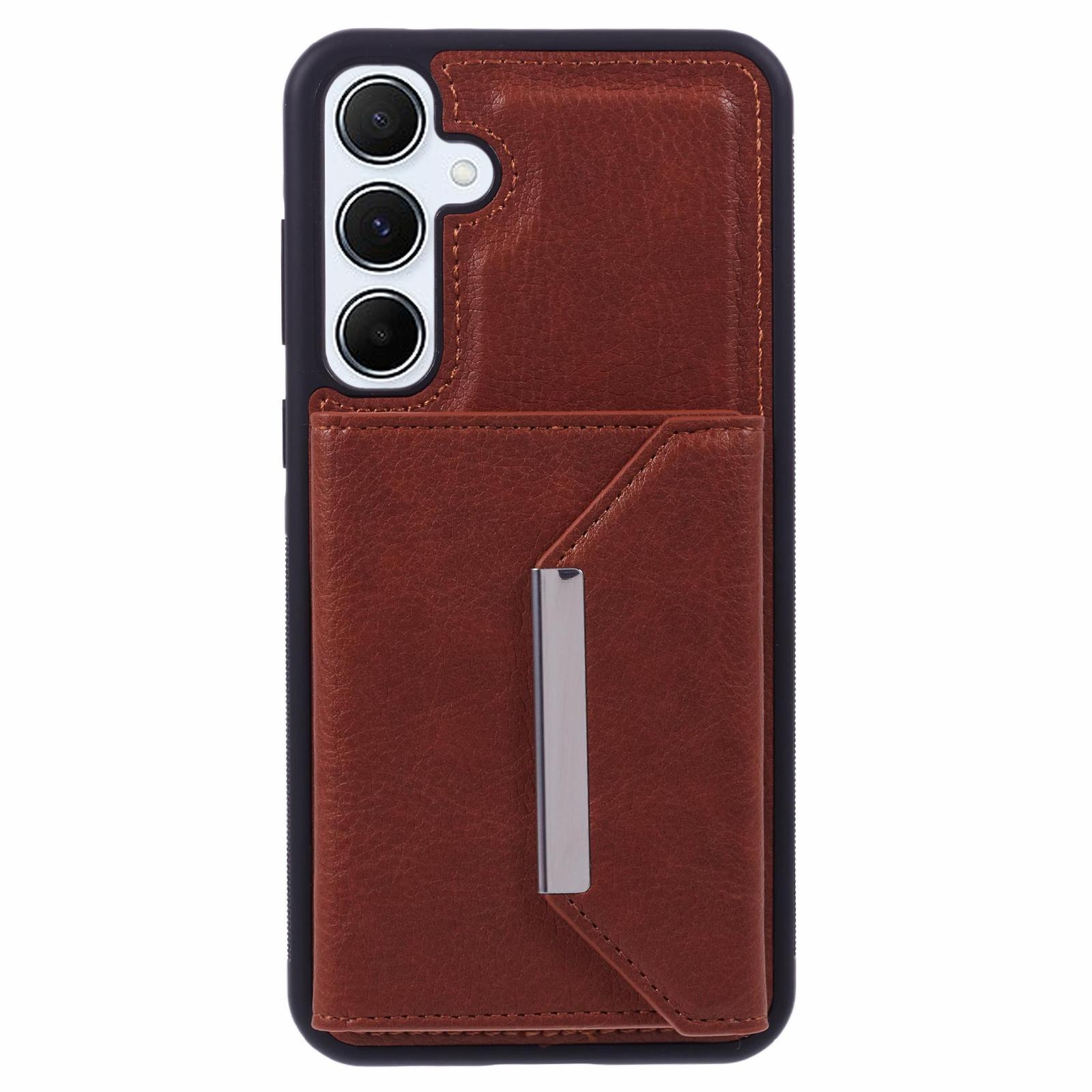 

For Samsung Galaxy S25 Case Card Bag Kickstand TPU+PU Phone Cover Black