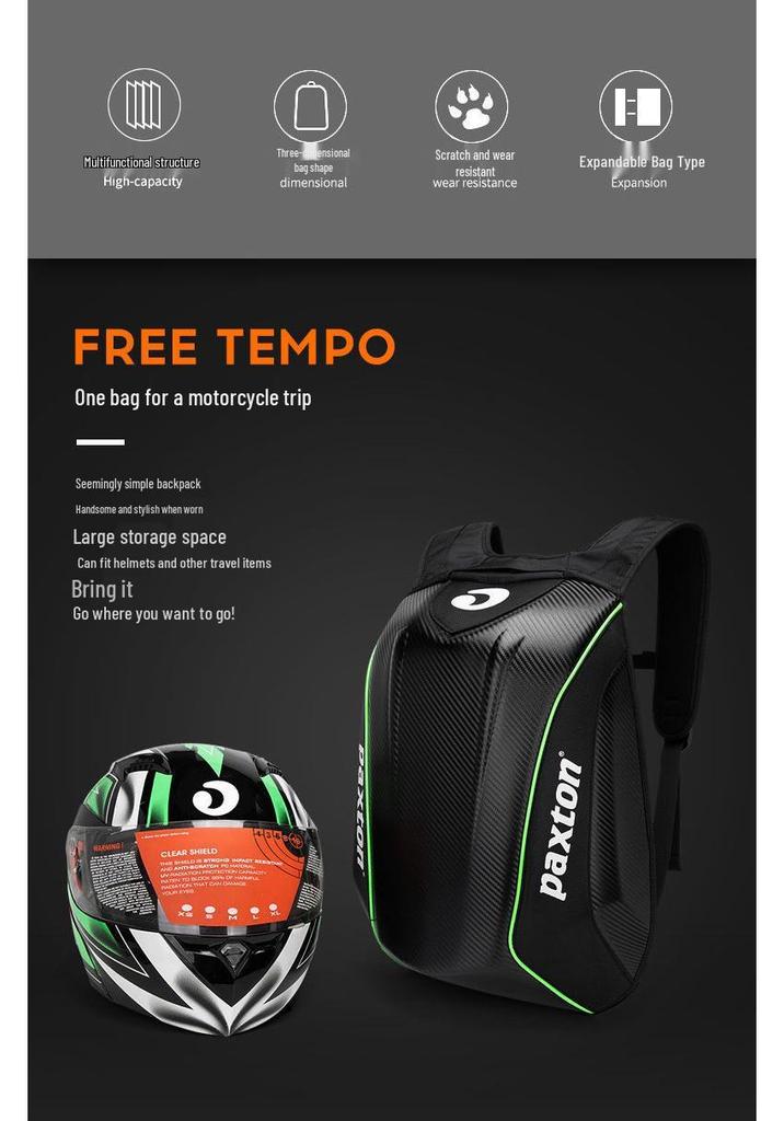 Men's Large Capacity Water-Repellent Motorcycle Helmet Bag with Quick Release for Outdoor Riding