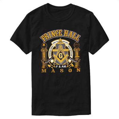 Freimaurer Illuminati Prince Hall Winkel und Zirkel Freimaurer T-Shirt 100% Baumwolle Rundhalsausschnitt Kurzarm Sommer Freizeit Herren T-Shirt