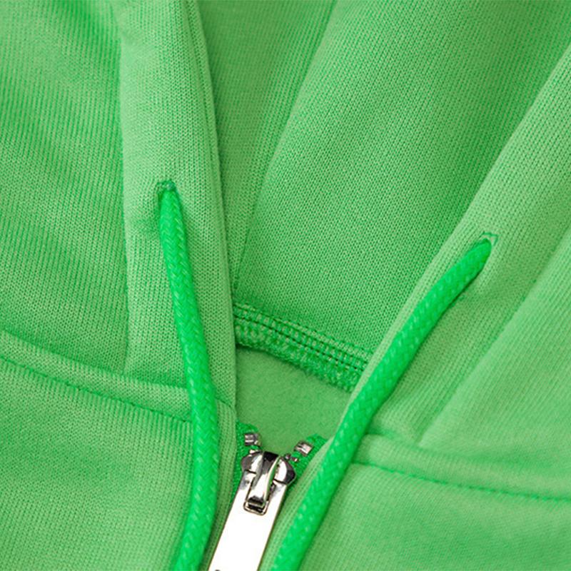Women's Sweatshirt Fashion Solid Color Long-sleeved Top Hooded Zipper Cardigan Jacket