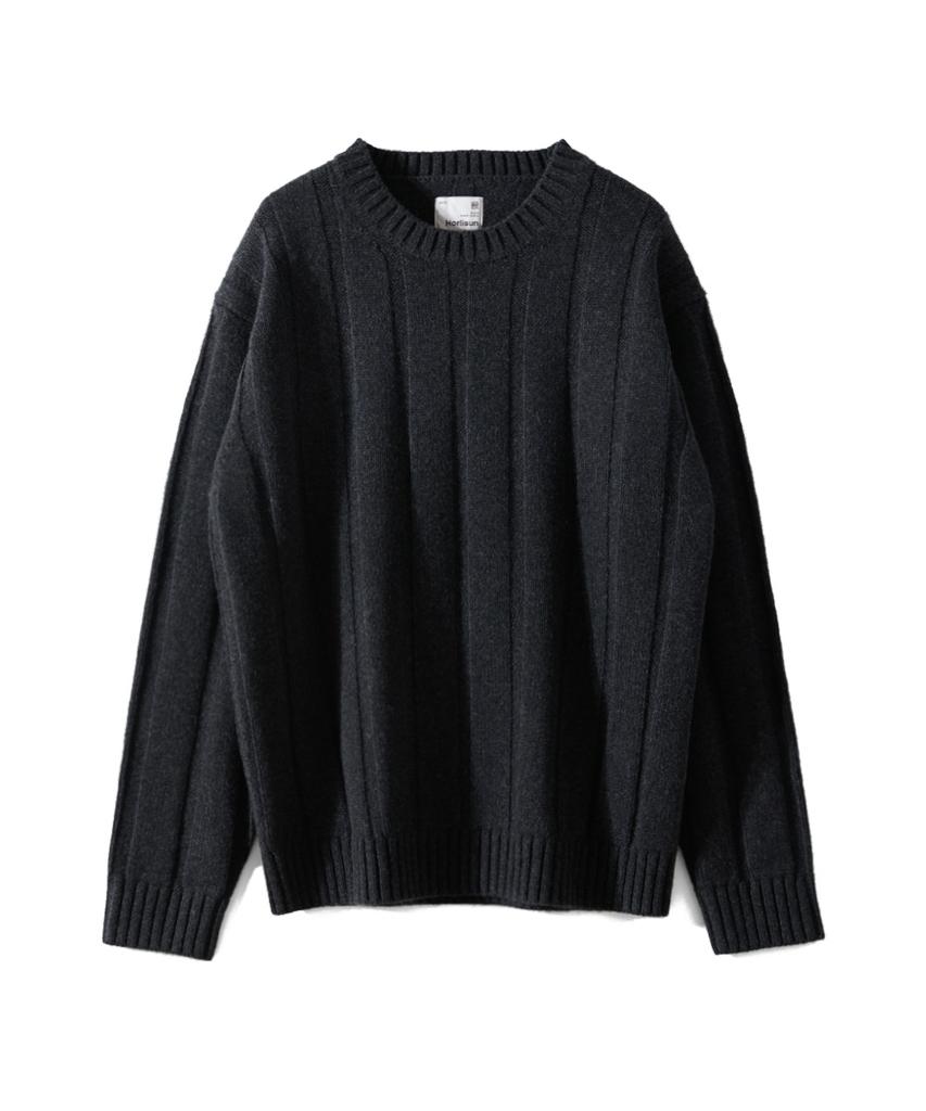 HORLISUN Meadow Wide Rib Crewneck Knit Melange Charcoal