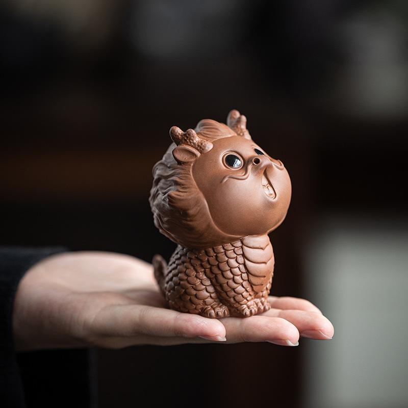 1pc Purple Clay Tea Pet Fortune God Beast 12 Zodiac Dragon Decoration Cute Mascot Tea Table Decoration Tea Play