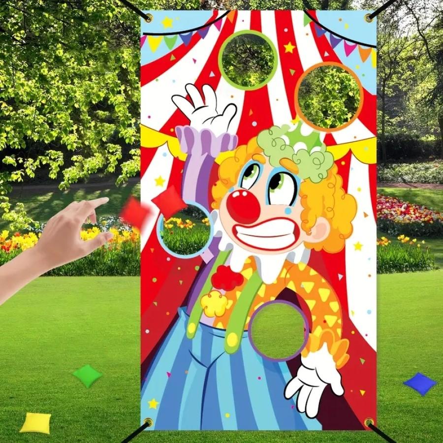 1 Set, Carnival Toss Games, Includes Carnival Banner And 3 Sandbags, Outdoor Party Game Supplies, Yard Lawn Easter Party Game