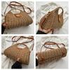 Women's Wicker Straw Shoulder Bag Handwoven Boho Basket Top Handle Messenger Bag