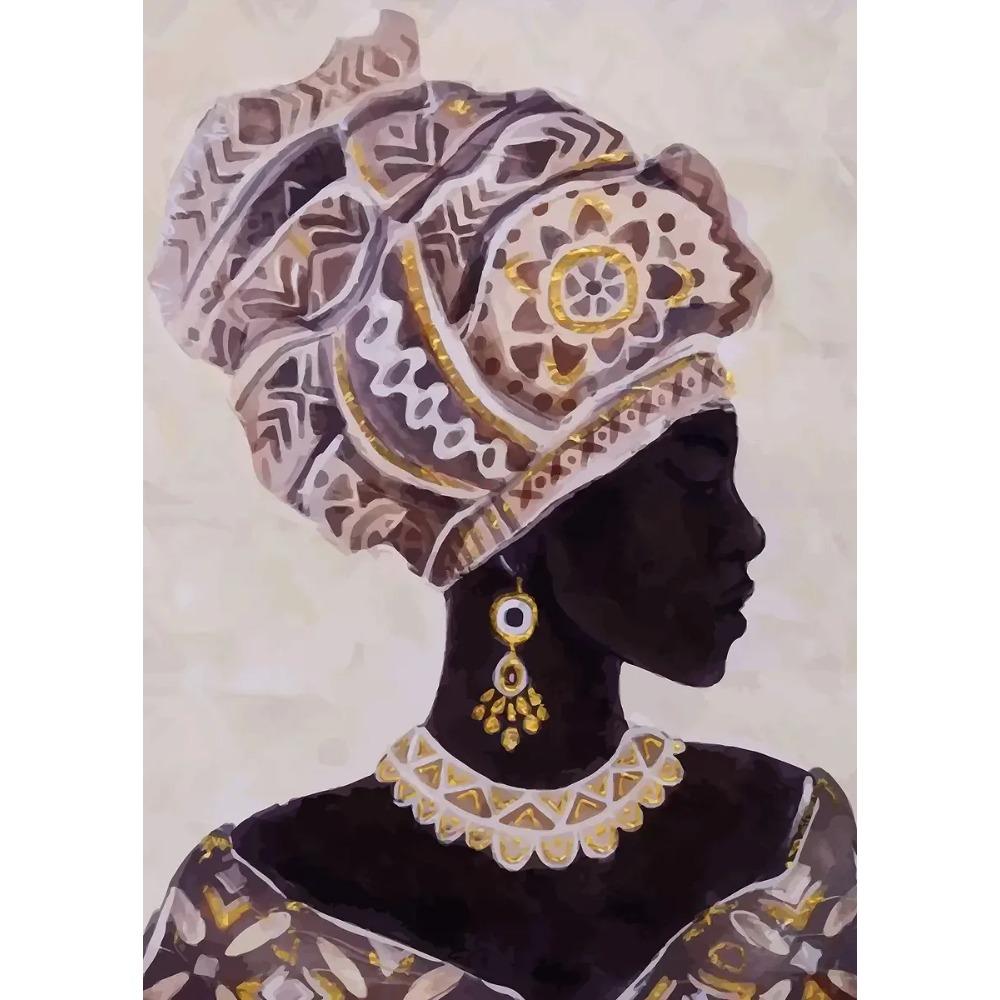 African Woman Canvas Paintings African Girl with Flower Art Posters and Prints Wall Art Pictures for Living Room Decor Cuadros