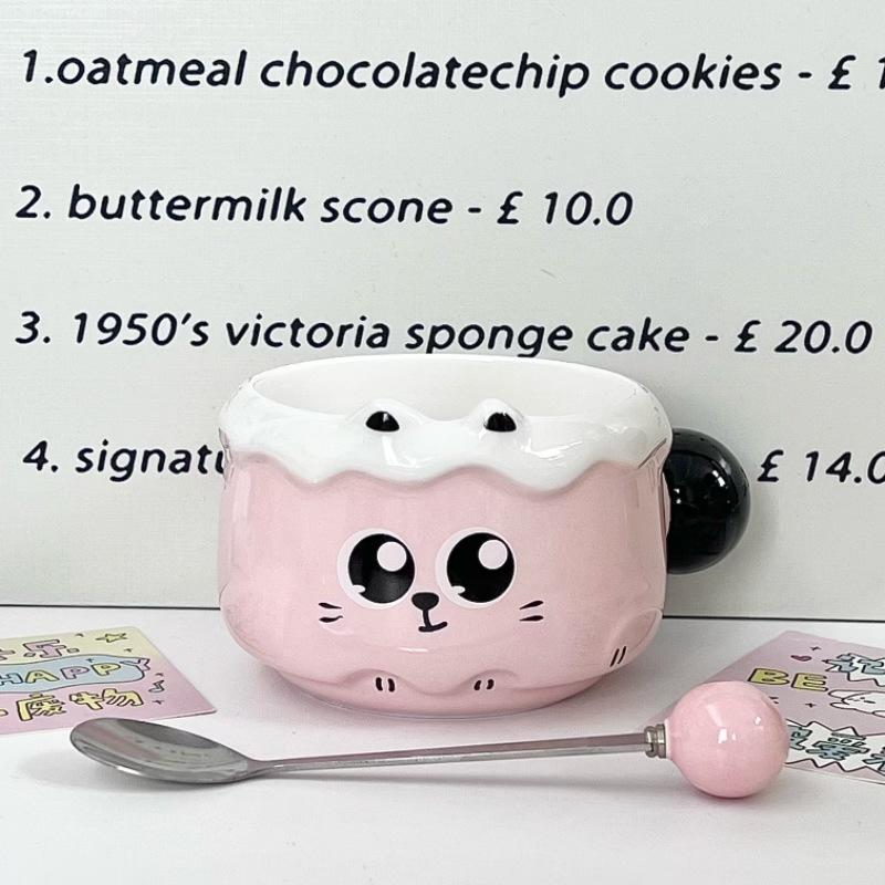 

Cute cat cup creative ceramic mug couple stacking cup household drinking cup birthday gift souvenir 401-500ml