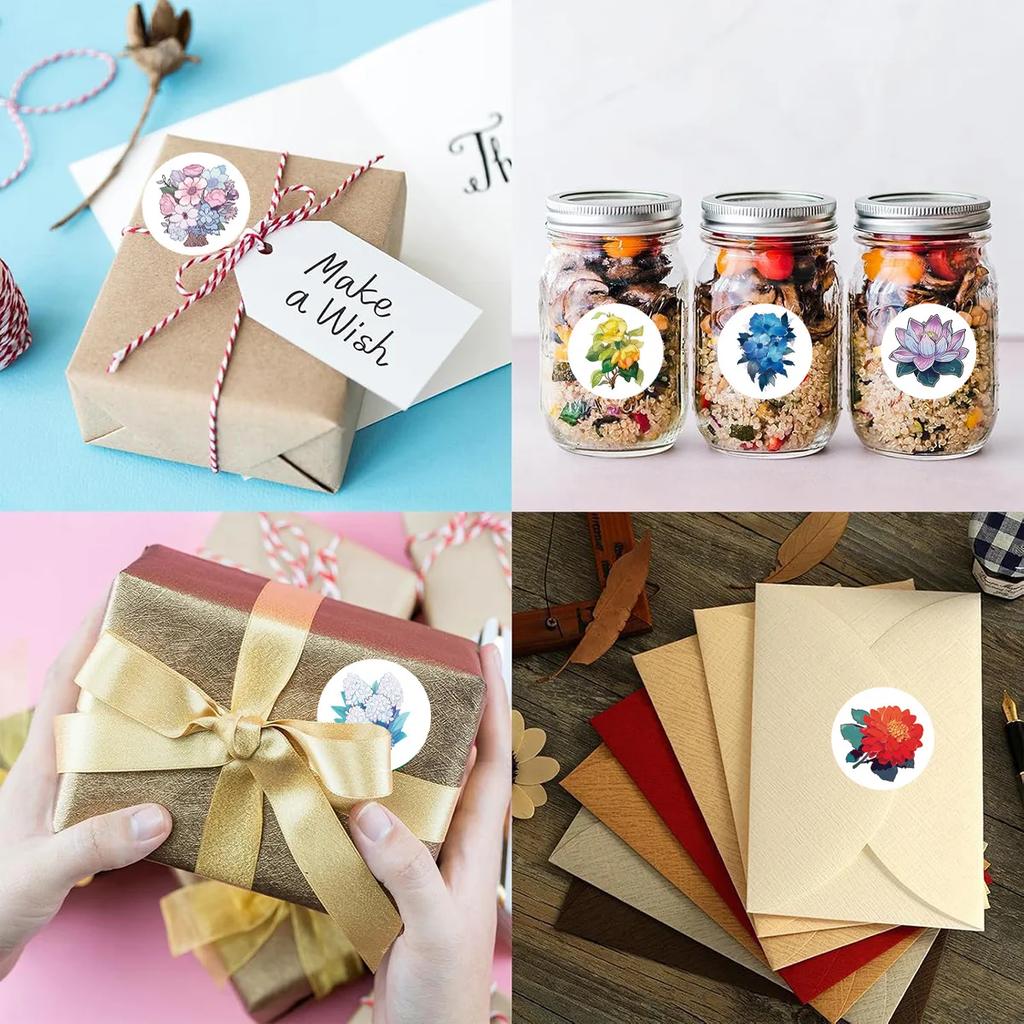 500Pcs Flower Stickers Cakes Desserts Baking Decorations Sealing Gift Series Self-Adhesive Stationery Sticker Labels