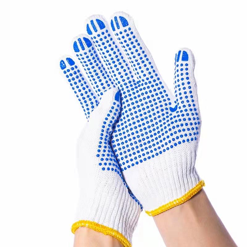 10Pairs Cotton Work Gloves With Anti-Slip Dots Grip Safety Gloves For Men Women Painter Gardening Garage Warehouse Construction