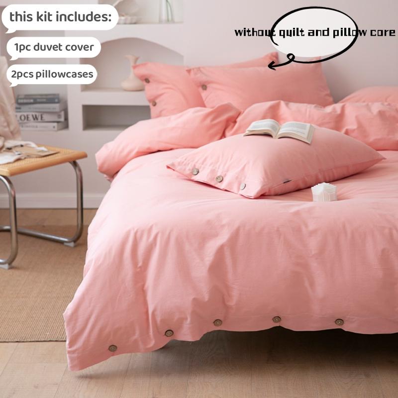 3pcs  100% Cotton Bedding Set Double Duvet Cover Set 220x240 Solid Twist Cotton King Size Bedding Set Quilt Cover Set