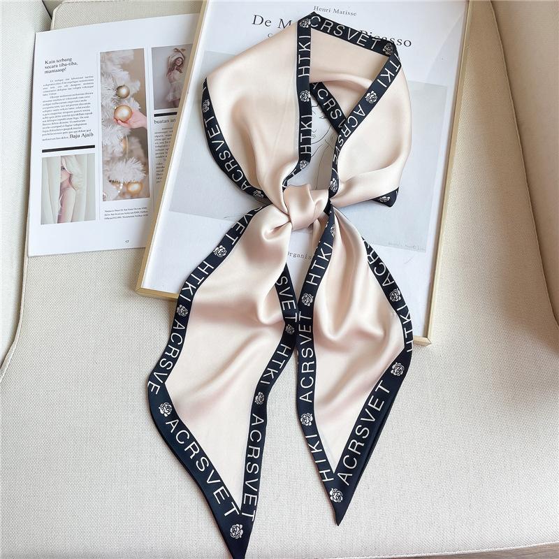 Fashion Print Hair Ribbon Scarf Women Neck Tie Bag Scarfs Satin Silk Skinny Headscarves Ladies Foulard Floral Bands New