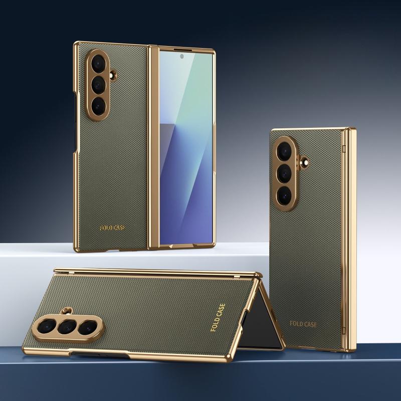 Business Electroplated Frame Leather Case For