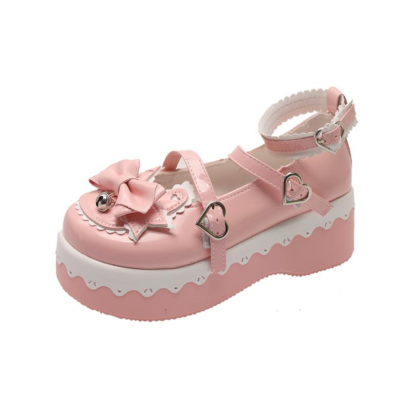 Spring New Wedge Shoes Women Round Head Shallow Bow Line with Waterproof Platform Anti-slip Wear-resistant Mary Single Shoes
