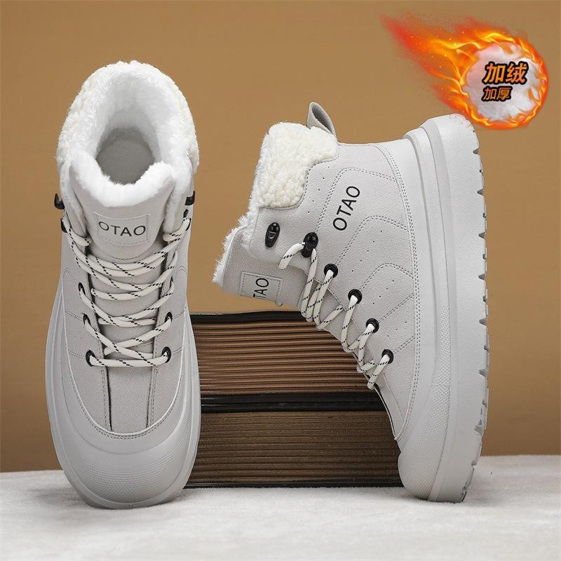 High-top winter velvet thickened warm cotton shoes with integrated fur outdoor waterproof and non-slip Martin boots