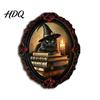 Crow And Ghost Wall Decor Halloween Wooden Refrigerator Magnet Vintage Gothic Fridge Magnets Oval Frame Decorative Soft Magnetic Stickers