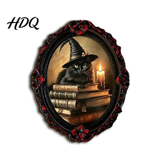Crow And Ghost Wall Decor Halloween Wooden Refrigerator Magnet Vintage Gothic Fridge Magnets Oval Frame Decorative Soft Magnetic Stickers