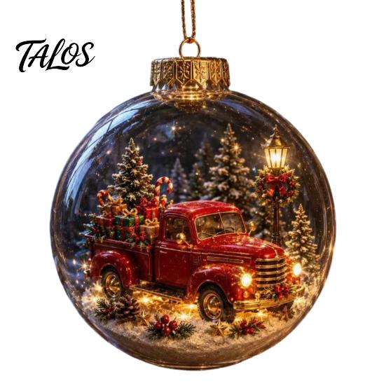 Wedding Celebration Supplies 250th Anniversary USA Christmas Ornament, Light Up Plastic Clear Ball Hanging Decoration with Festive Baubles Bell Train