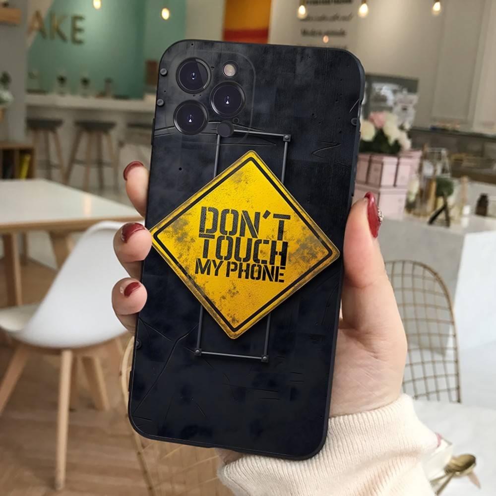 Nicht anfassen Mein Handy Muster Handyhülle Für IPhone 17 16 15 14 13 12 11 Pro Max Plus Mini Weiche Schwarze Hülle